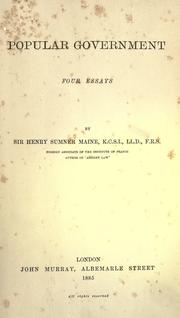 Cover of: Popular government by Henry Sumner Maine