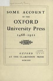 Cover of: Some account of the Oxford University Press, 1468-1921. by Oxford University Press