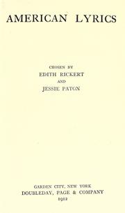 Cover of: American lyrics by Edith Rickert