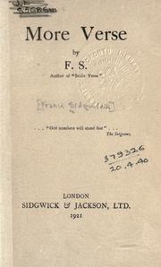 Cover of: More verse. by Frank Sidgwick