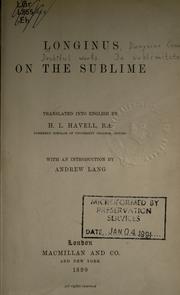 Cover of: On the sublime. by Longinus