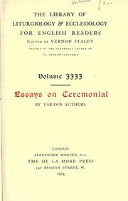 Cover of: Essays on ceremonial