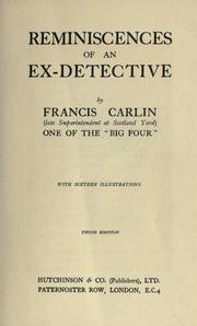 Cover of: Reminiscences of an ex-detective