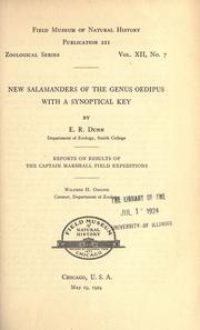 Cover of: New salamanders of the genus Oedipus by Dunn, Emmett Reid