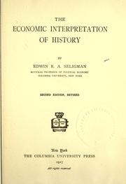 Cover of: The economic interpretation of history. by Edwin Robert Anderson Seligman
