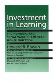 Cover of: Investment in learning by Howard Rothmann Bowen