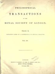 Cover of: Philosophical transactions.  Series A: Mathematical and physical sciences. by Royal Society of London, Royal Society of London