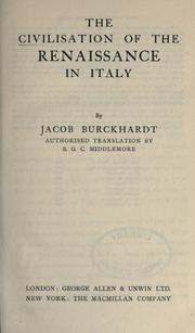 Cover of: The civilisation of the Renaissance in Italy. by Jacob Burckhardt