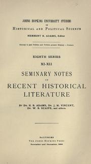 Cover of: Seminary notes on recent historical literature