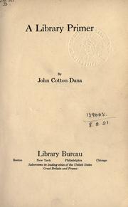 Cover of: A library primer.