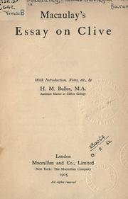 Cover of: Essay on Clive by Thomas Babington Macaulay