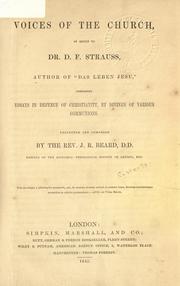 Cover of: Voices of the church in reply to Dr. D.F. Strauss