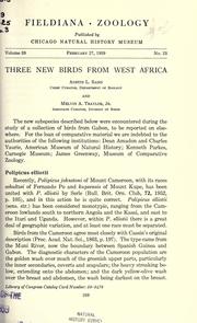 Cover of: Three new birds from West Africa