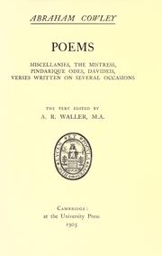 Cover of: Poems by Abraham Cowley, Abraham Cowley