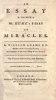 Cover of: An essay in answer to Mr. Hume's Essay on miracles. by William Adams