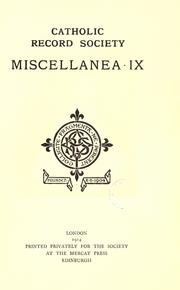Cover of: Miscellanea IX.