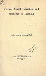 Cover of: Normal school education and efficiency in teaching. by Junius Lathrop Meriam
