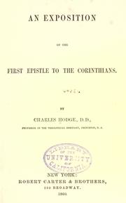 Cover of: An exposition of the first Epistle to the Corinthians by Christoph Ernst Luthardt