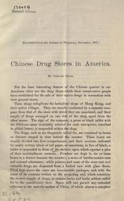 Cover of: Chinese drug stores in America.