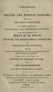 A catalogue of English and foreign theology