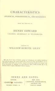 Cover of: Characteristics, political, philosophical and religious by Henry Edward Manning