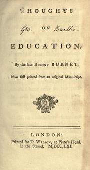 Cover of: Thoughts on education by Burnet, Gilbert