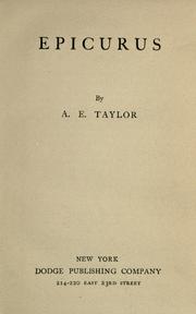 Cover of: Epicurus by A. E. Taylor