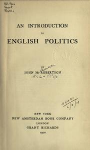 Cover of: Introduction to English politics.