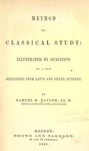 Cover of: Method of classical study by Samuel H. Taylor