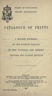 Cover of: Catalogue of prints ...: modern etchings ...