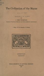 Cover of: The civilization of the Mayas by Thompson, John Eric Sidney Sir