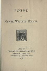 Cover of: Poems. by Oliver Wendell Holmes, Sr.