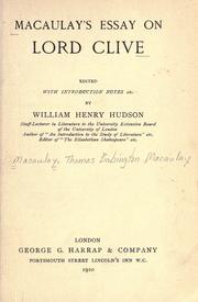 Cover of: Macaulay's essay on Lord Clive by Thomas Babington Macaulay