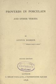 Cover of: Proverbs in porcelain, and other verses by Austin Dobson