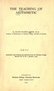 Cover of: The teaching of arithmetic by David Eugene Smith
