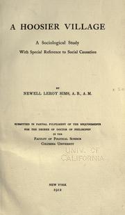 Cover of: A Hoosier village: a sociological study with special reference to social causation