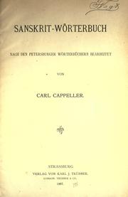 Cover of: Sanskrit-Wörtenbuch, nach den Petersburger Wörterbüchern bearb by Cappeller, Carl