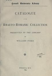 Cover of: Catalogue of the Rhaeto-Romanic Collection
