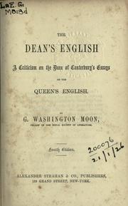 Cover of: Dean's English: a criticism on the Dean of Canterbury's Essays on the Queen's English.