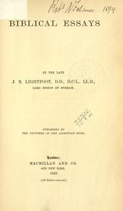 Cover of: Biblical essays. by Joseph Barber Lightfoot