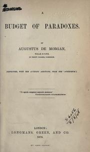Cover of: A budget of paradoxes. by Augustus De Morgan
