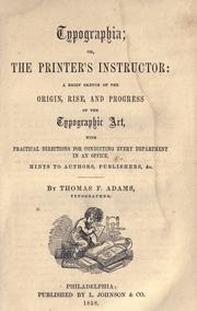 Cover of: Typographia by Thomas F. Adams