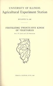 Cover of: Fertilizing twenty-five kinds of vegetables by John William Lloyd