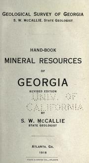 Cover of: Hand-book, mineral resources of Georgia by Georgia Geologic Survey.