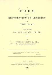 A poem on the restoration of learning in the East by Glenelg, Charles Grant Baron