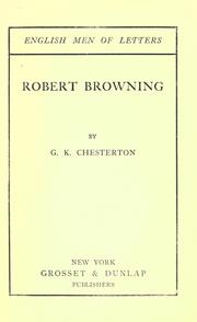 Cover of: Robert Browning by Gilbert Keith Chesterton