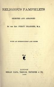 Cover of: Religious pamphlets by by Percy Dearmer.