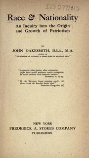 Cover of: Race & nationality by John Oakesmith
