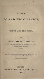 Cover of: tour to and from Venice, by the Vaudois and the Tyrol.