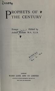 Cover of: Prophets of the century: essays.
